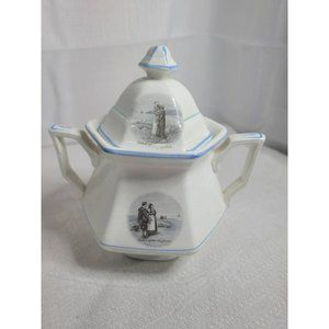 Antique Sterling China Courtship of Miles Standish-Sugar Bowl with Lid- RARE 191